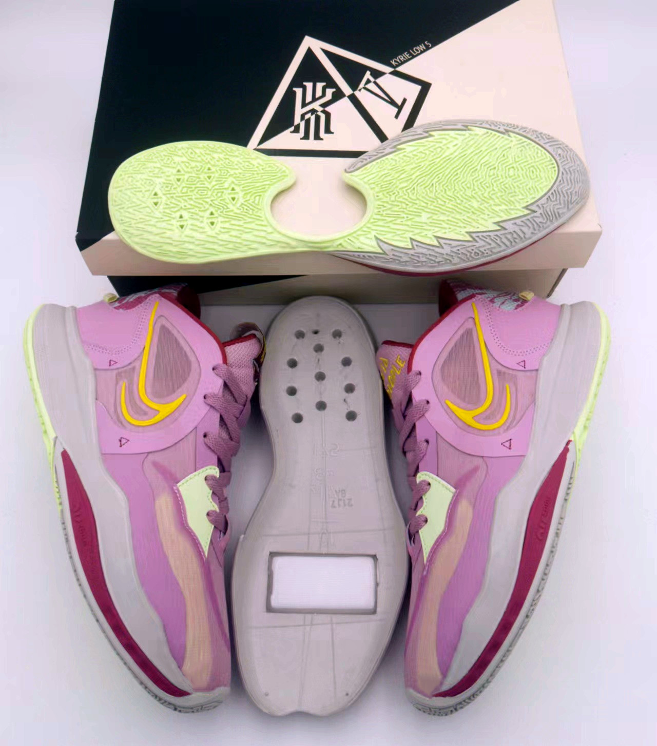 2022 Nike Kyrie Irving 5 Low Purple Yellow White Shoes - Click Image to Close